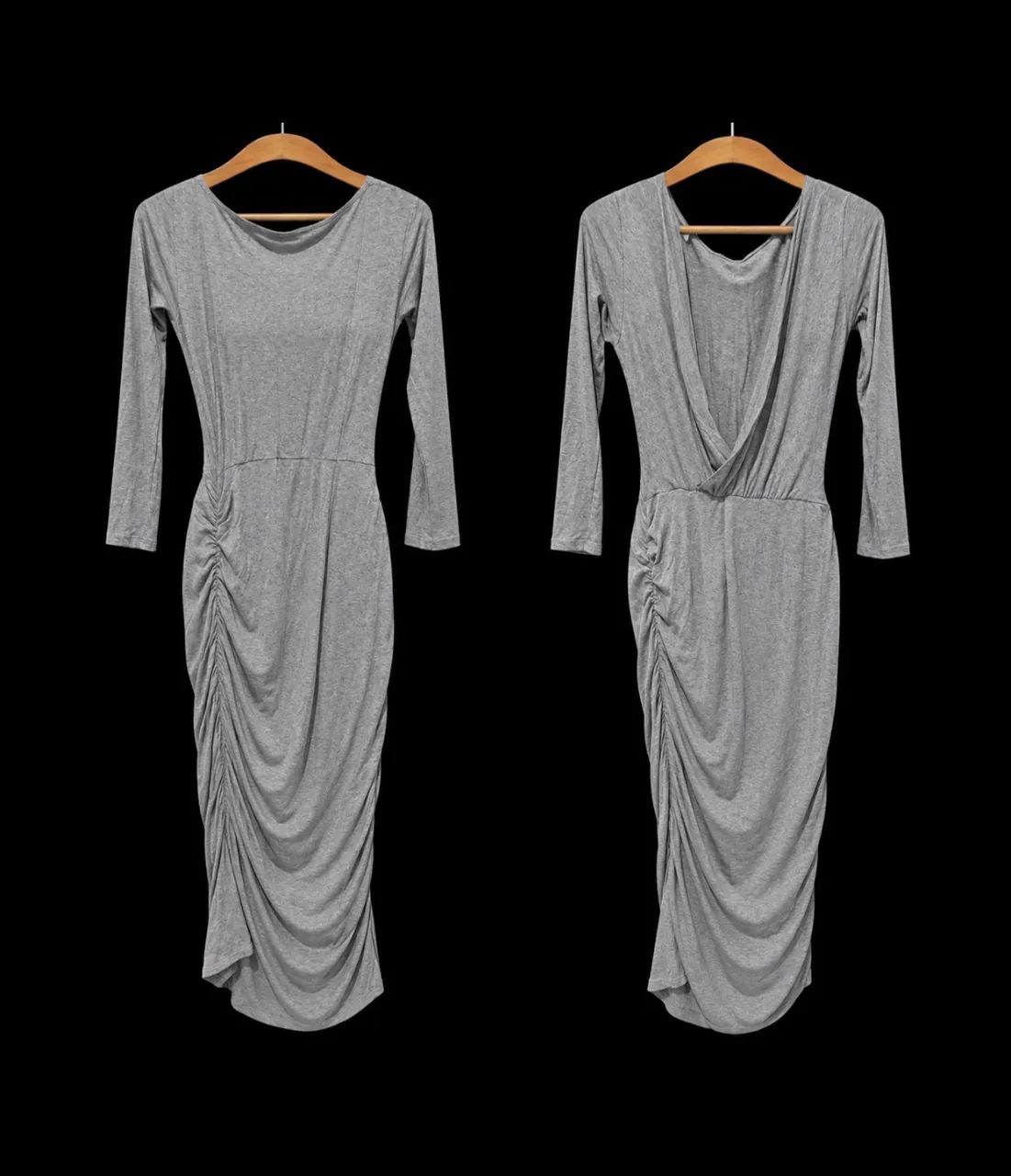 Vestido de Malha Cinza com pregas