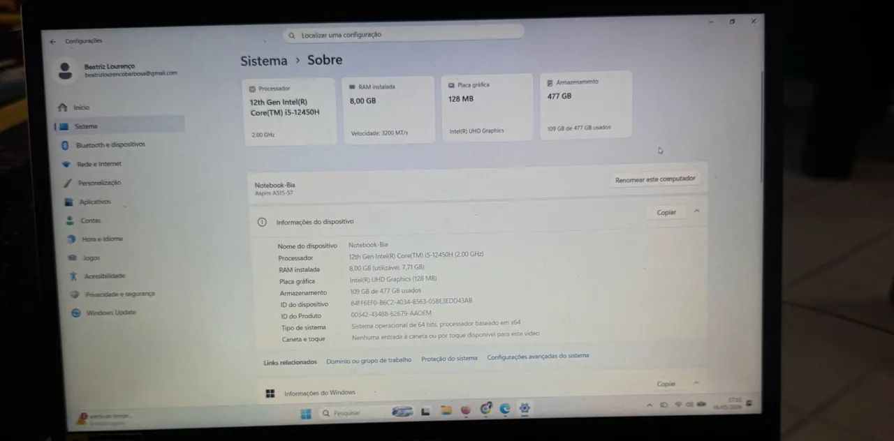Notebook Acer Aspire 5 i5 12ª Gen | SSD 512GB | Extremamente Novo | R$ 2.800 - com Nota - Foto 2