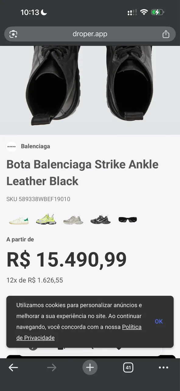Botas Balenciaga Strike em couro preto - Foto 2