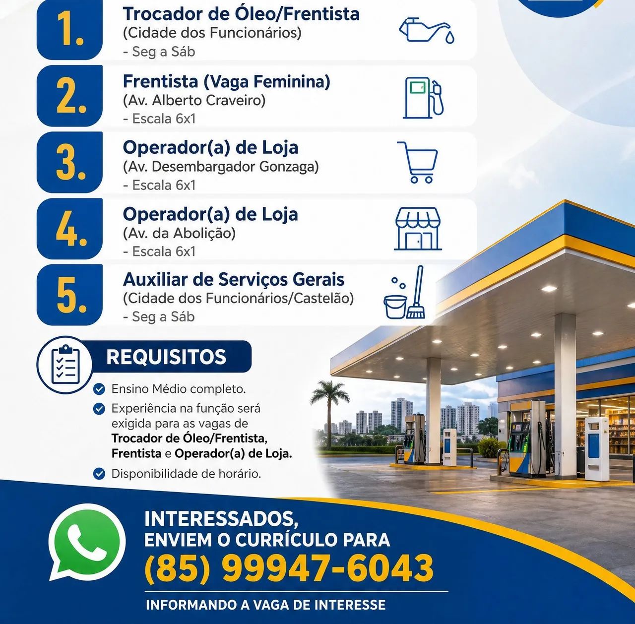 VAGAS EM POSTOS FORTALEZA