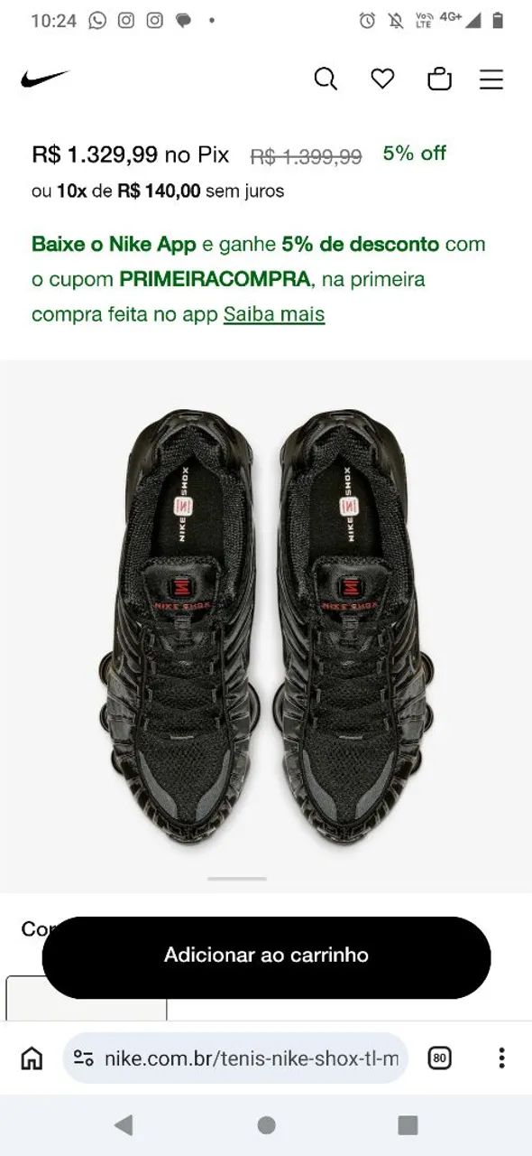 Tênis Nike shox 12 molas 