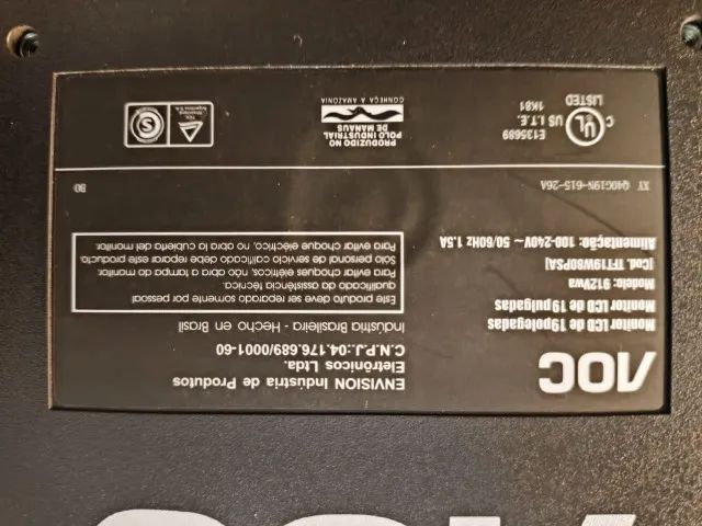 Monitor AOC 19" LCD 912Vwa Widescreen VGA - Foto 4