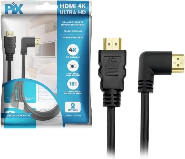 Cabo HDMI 2m 30,00 novo - Plug 90 graus - Foto 2