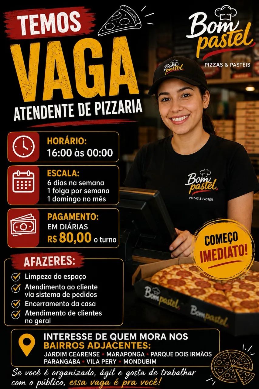 Atendente pizzaria 