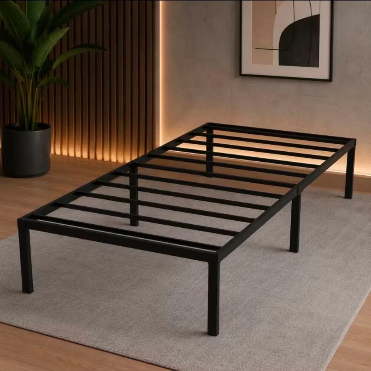 Cama de Ferro Solteiro Reforçada - Base de Ferro Resistente 