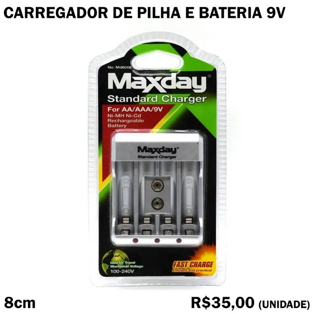 Carregador de Pilha e Bateria 9V
