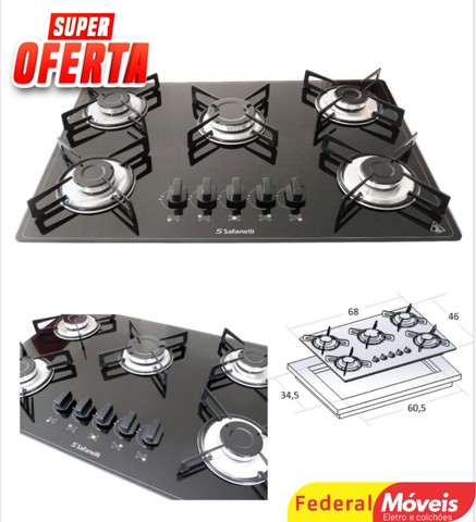 Fogão Cooktop 5 bocas Safanelli super barato Temos Crediário 