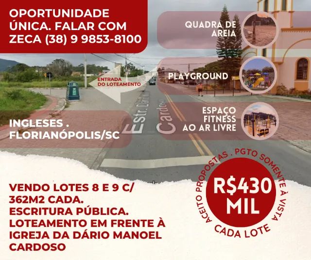 Captação de Terreno a venda na Rua Dário Manoel Cardoso, Ingleses do Rio Vermelho, Florianópolis, SC
