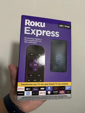 Roku Express - Streaming player Full HD, Transforma sua TV em Smart TV, Com  controle remoto e cabo HDMI incluídos : : Eletrônicos