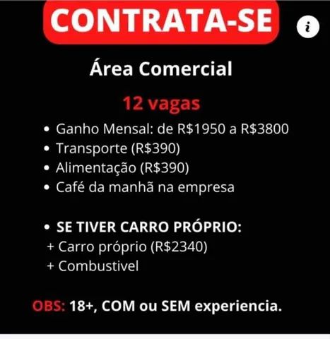 Vaga de emprego área comercial