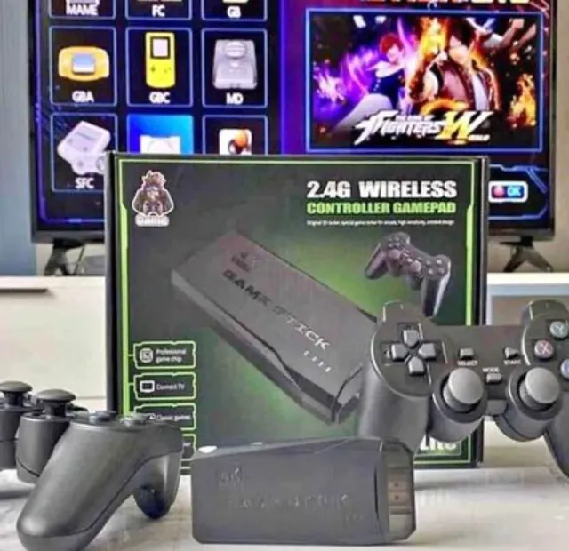 Video Game Stick Retrô HDMI 4K com 2 Controles sem Fio 10.000 Jogos  Integrados + Carregador