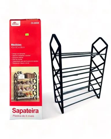 Sapateira Plástica de 4 Níveis 