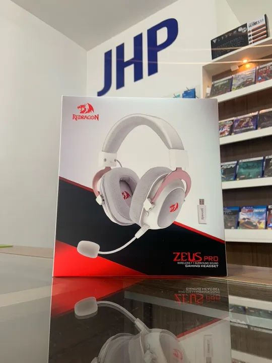 Headset Gamer Sem Fio Redragon Zeus Pro Branco 7.1 | Parcela Sem