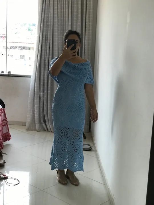 Vestido de tricô azul claro - lindo e elegante - Foto 4