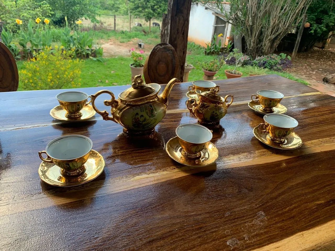 Conjunto porcelana Porcelanarte de chá e café