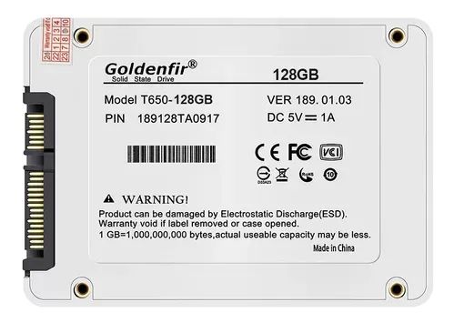 SSD SATA 2.5 Goldenfir T650-128gb branco - Foto 2