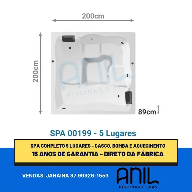 JA - Spa de hidromassagem completa - 2 x 2 x 0,89m - Foto 2