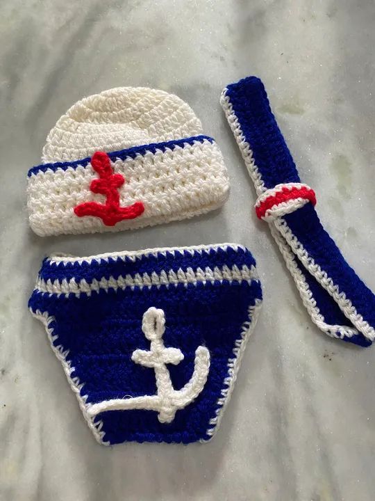 Conjunto de Crochê para Bebê - Marinheiro