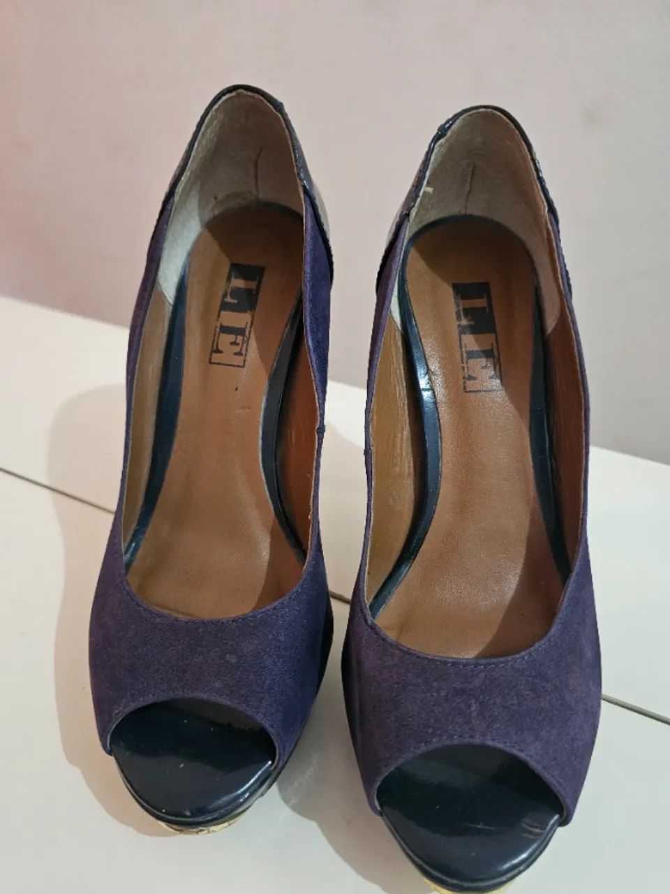 Sapato Peep Toe - 34 - Azul Marinho  - Foto 2