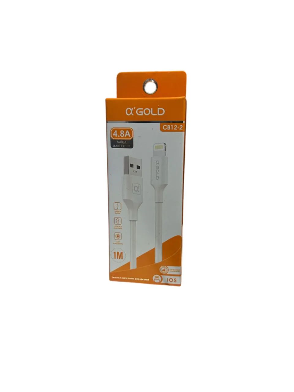 Cabo Carregador Usb Para Ios iPhone A'gold Cb12-2 Branco 1m - Foto 4