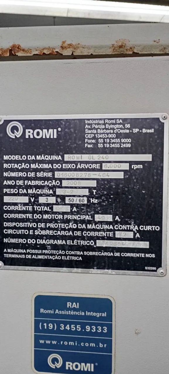 VENDO TORNO CNC ROMI GL240  VALOR 305 MIL: - Foto 3