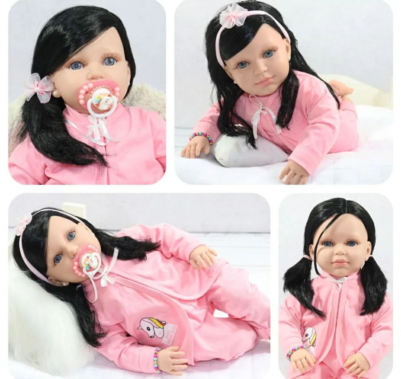 Boneca Bebê Reborn morena com Acessórios 55 cm - Foto 4