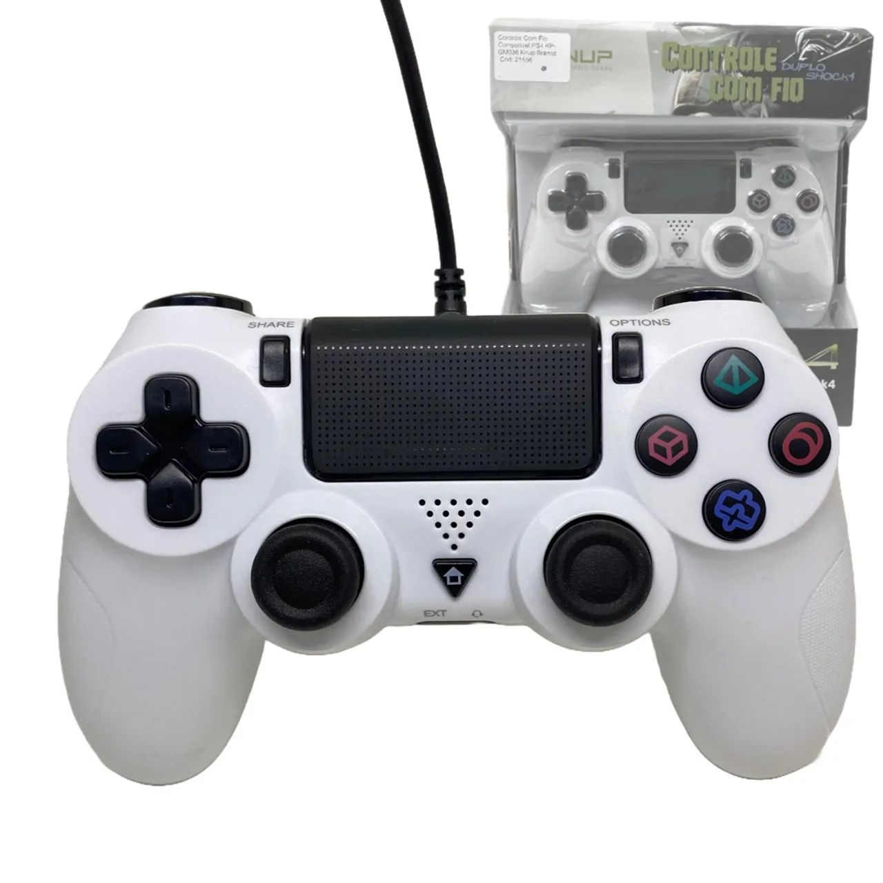 Controle Joystick com Fio para Ps4 e PC, DuploShock4, Branco - Knup  em São Luís ma