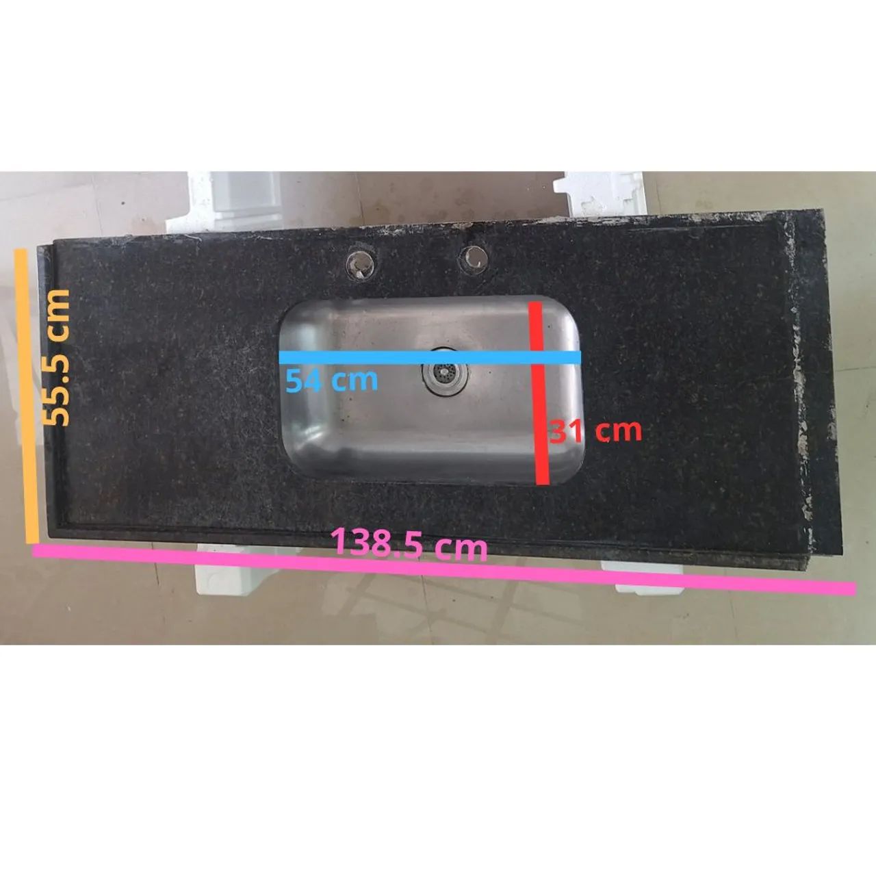 Pia para cozinha em granito preto são gabriel, com cuba e torneira - Foto 4