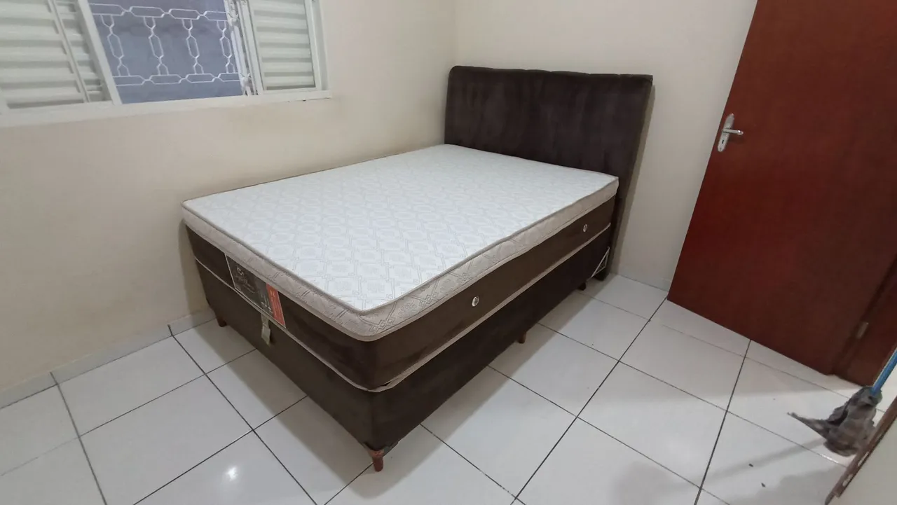 Cama Box Casal com Colchão e Cabeceira