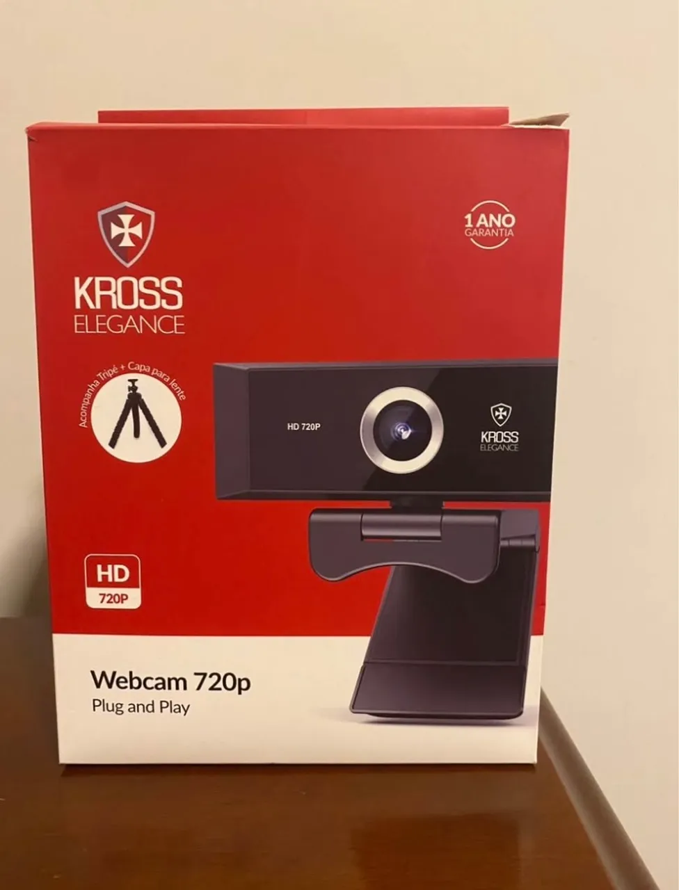 Webcam Kross Elegance HD 720p com Tripé - Nova na Caixa