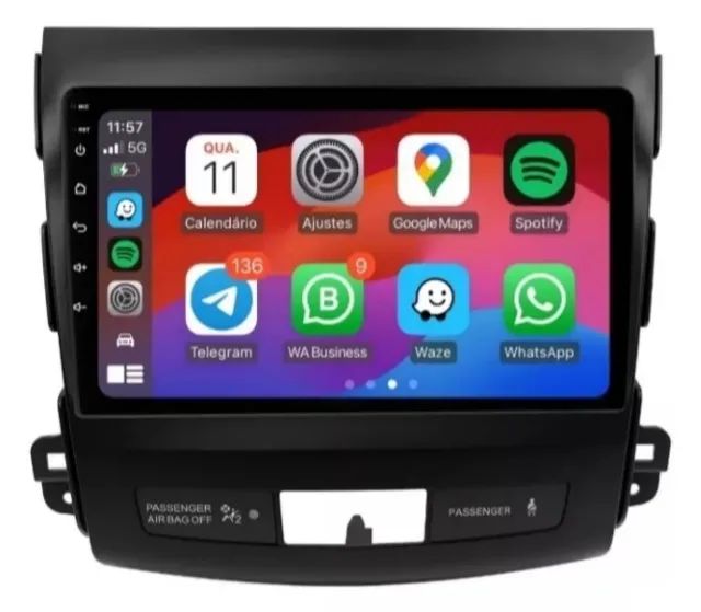 Multimídia Android Connect Faaftech 9Pol. Carplay/ A. Auto Outlander 2003/2013 + Brinde