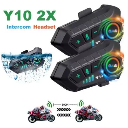 Par Intercomunicador YP10 2x 300m Bluetooth 5.3 Fone Capacete