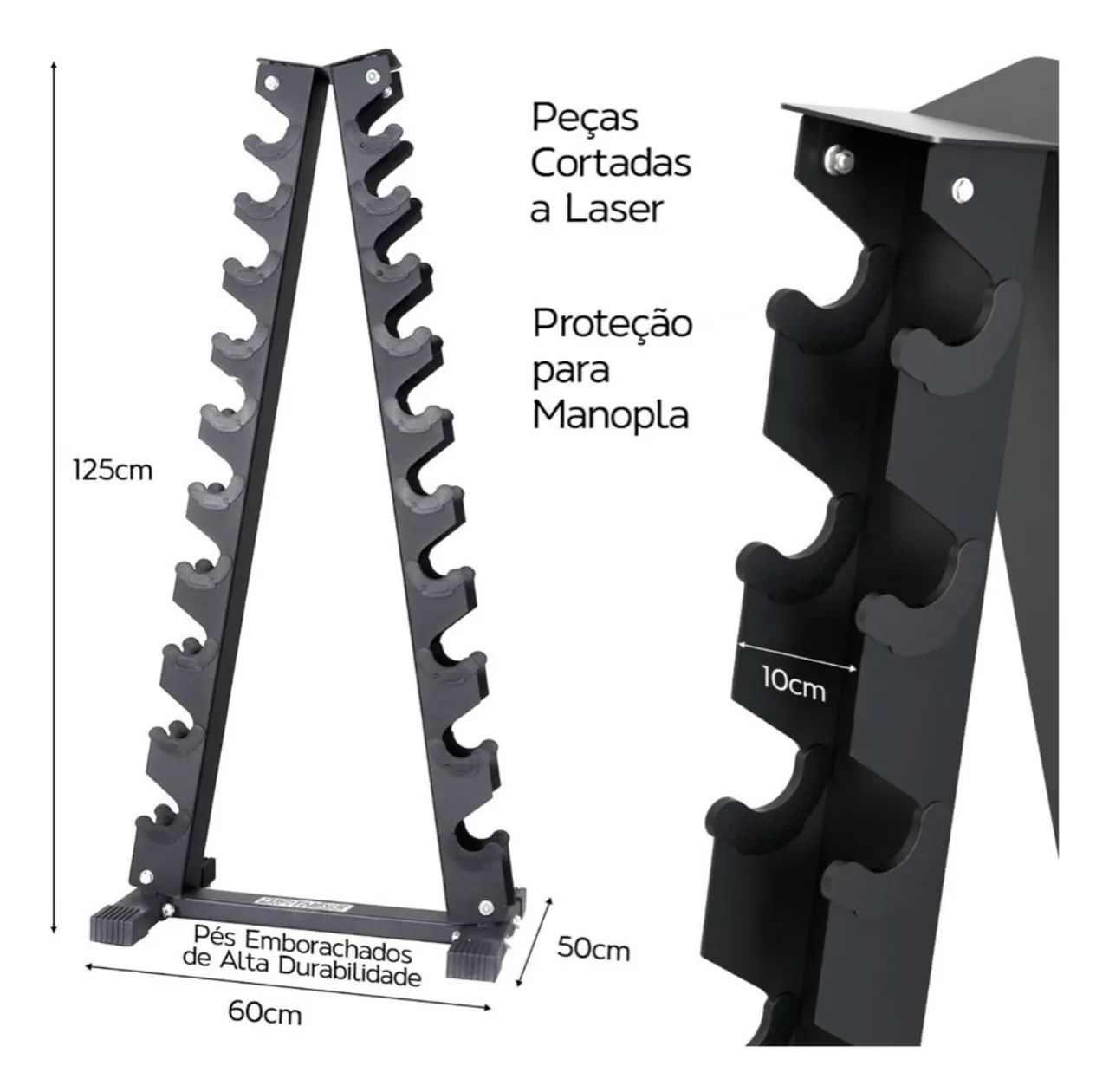 Kit Halteres Sextavado Injetados pegada inox Pares 1 A 10 Kg Com Suporte - Foto 2