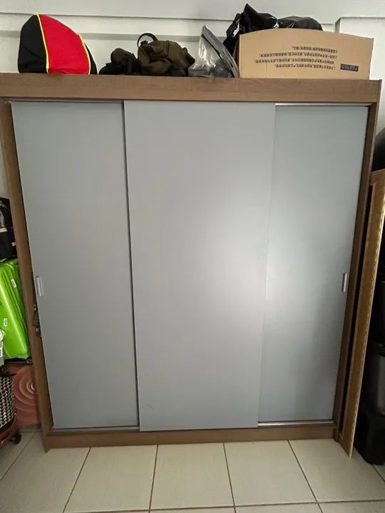 2 Guarda-roupas - Casal e solteiro porta de correr - rústico com cinza - Foto 4