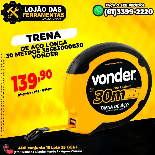 Trena de Aço Longa 30 Metros * Vonder