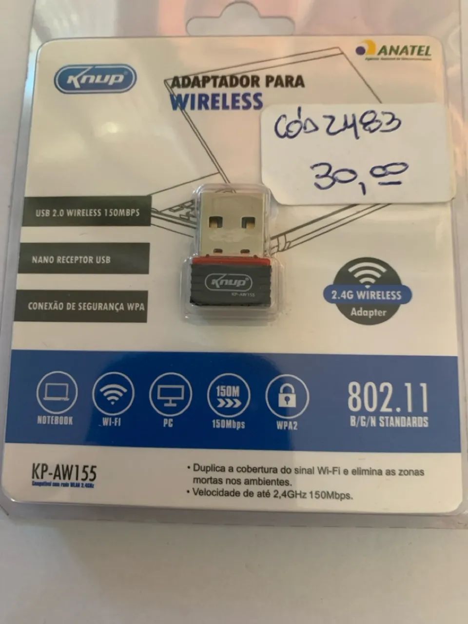 Adaptador Wireless USB Knup KP-AW155 - 150Mbps - Foto 2