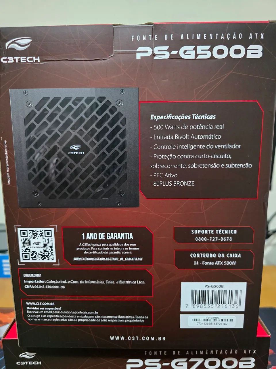 Fonte Game ATX 500W PS-G500B 80Plus Bronze C3Tech - Foto 2