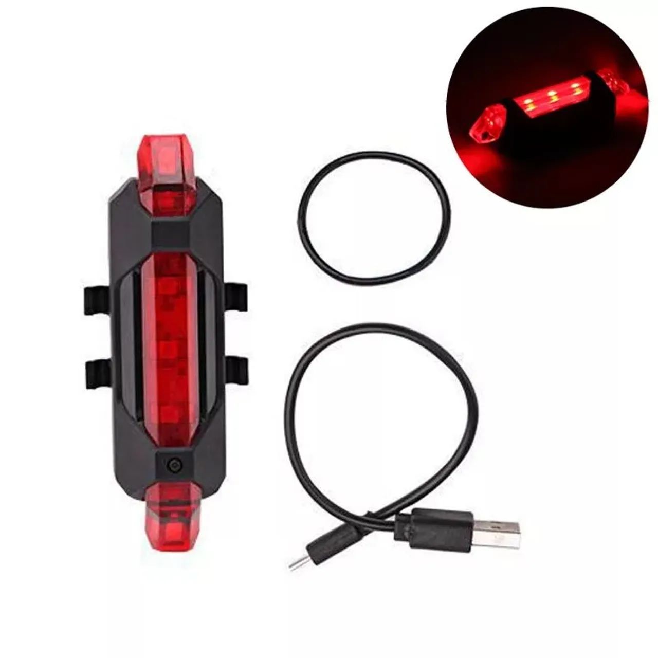 Lanterna Traseira de Bicicleta LED USB Recarregável - Foto 3
