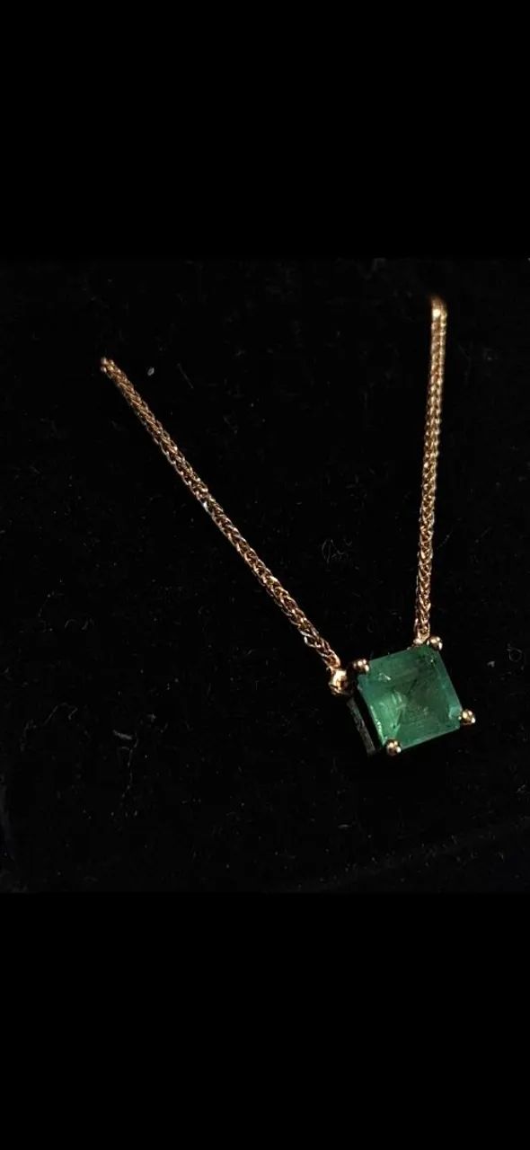 Colar de Ouro 18k (750) com Pingente de Esmeralda legítima Natural - Foto 3