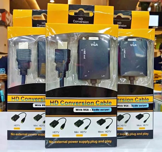 Conversor Hdmi Para Vga Com Saída P2 De Áudio -Cabo Adaptador  - Foto 3