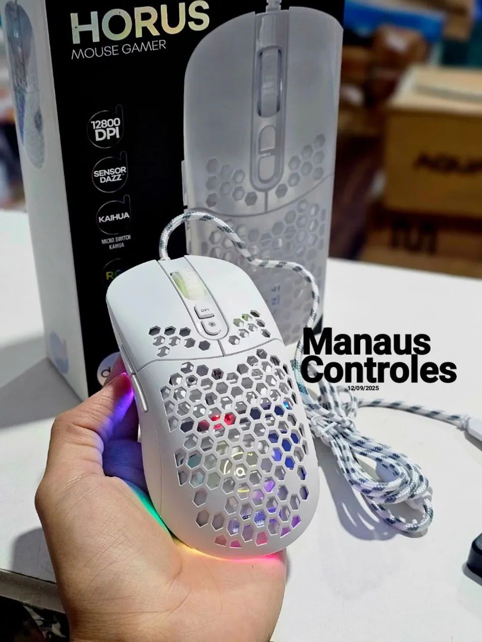 Mouse Gamer branco 12000 Dpi 