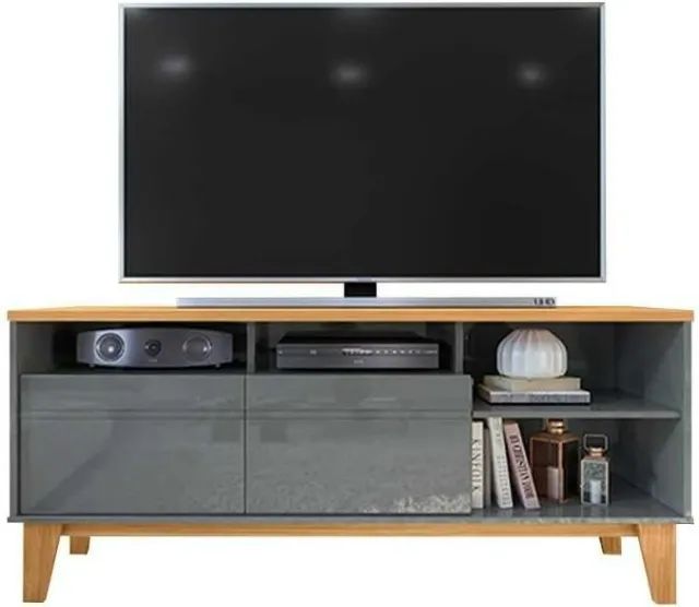 Rack Para Tv De 55 Polegadas Pés Retro Freijó/Off White Perolizado - Para Pronta Entrega  - Foto 4
