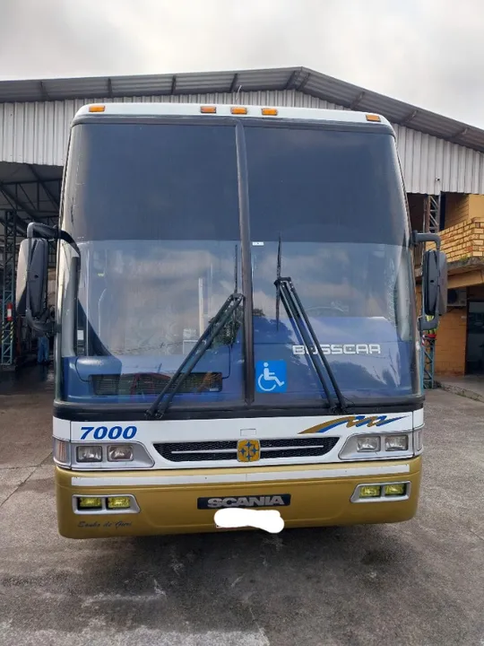 Vista buss scania k124 360 motor novo carro trabalhando