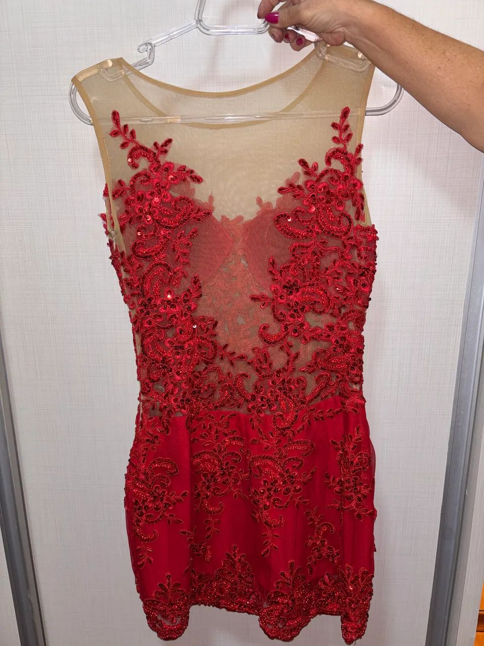 VESTIDO DE FESTA VERMELHO RENDA - Foto 3