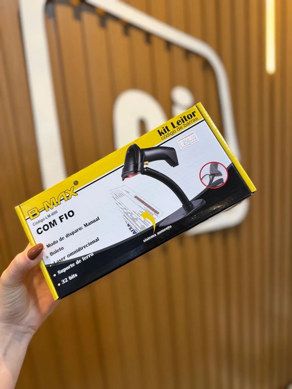 Leitor de Codigo de Barras c/ Fio e Suporte de Mesa (Lê Boleto Bancario)