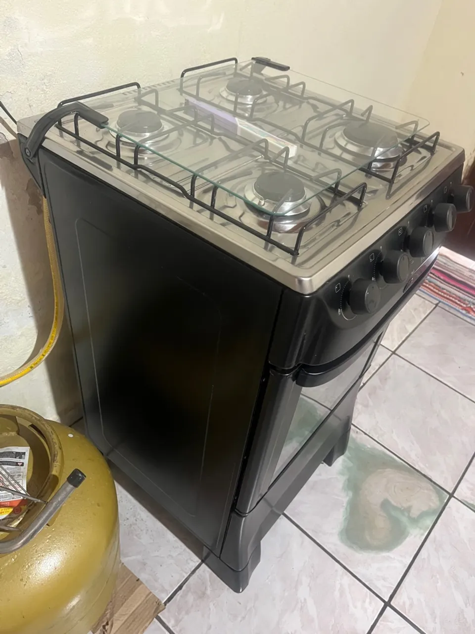 Fogão de piso mueller 4 bocas com mesa de vidro