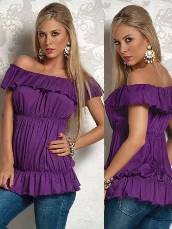 Blusa com elástico roxa NOVA/NUNCA USADA