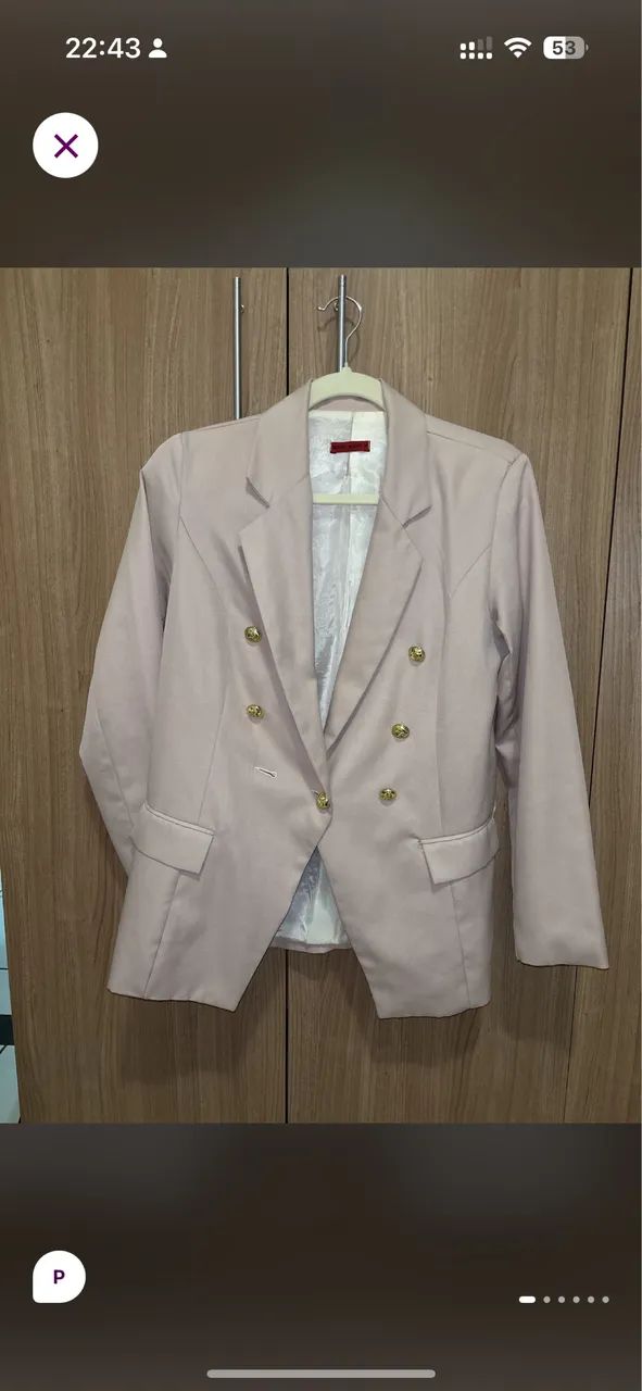 Blazer Feminino Rosa Claro P