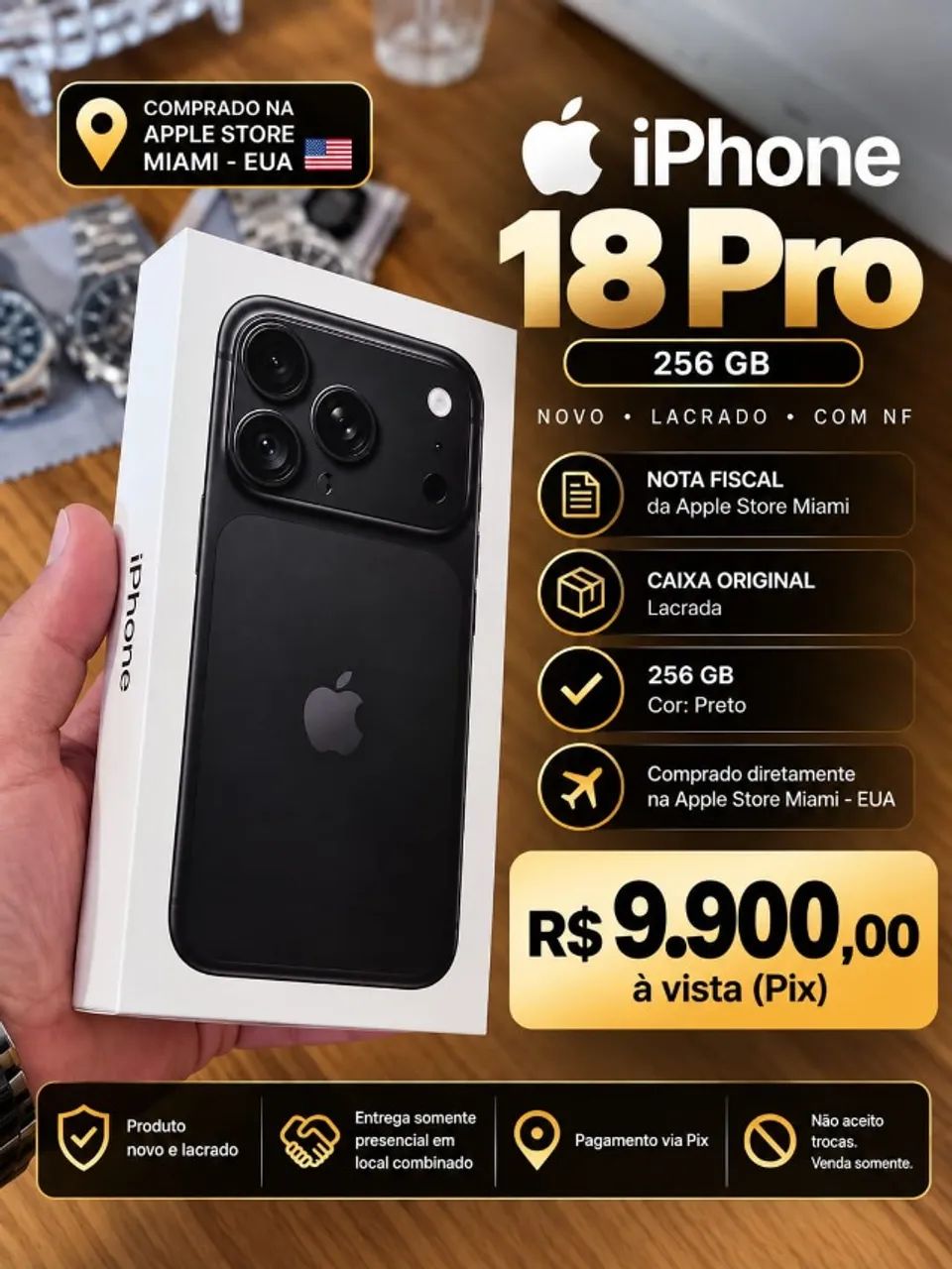 iPhone 18 Pro 256GB Preto Lacrado + NF - Foto 2