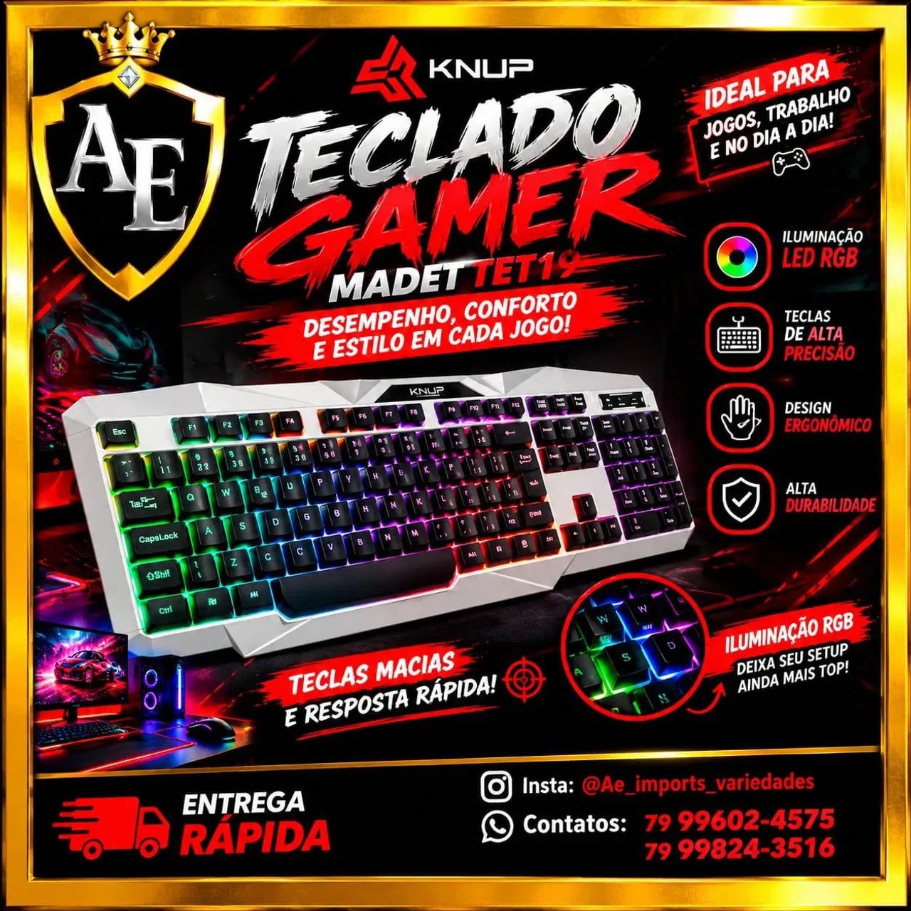 Teclado Gamer branco 